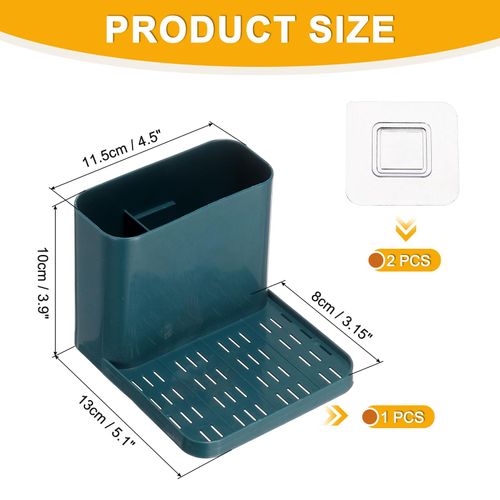 uxcell Wall Mount Toothbrush Holder for Bathroom, 2 in 1 Self Adhesive Tooth Brush Holder Bathroom Shelves for Electric Toothbrush Toothpaste Soap Stationery, Blue