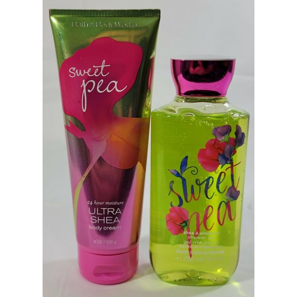 2 Pc. Bath & Body Works SWEET PEA Shower Gel & Ultra Shea Body Cream