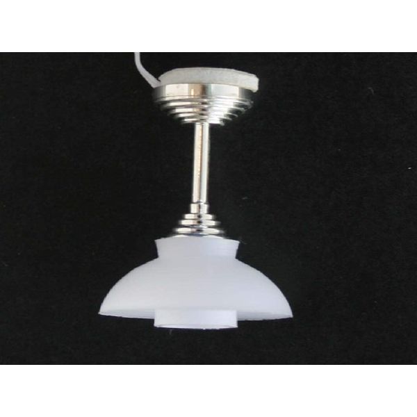 Dolls House Silver Ceiling Light White Coolie Shade Miniature Electric Lighting