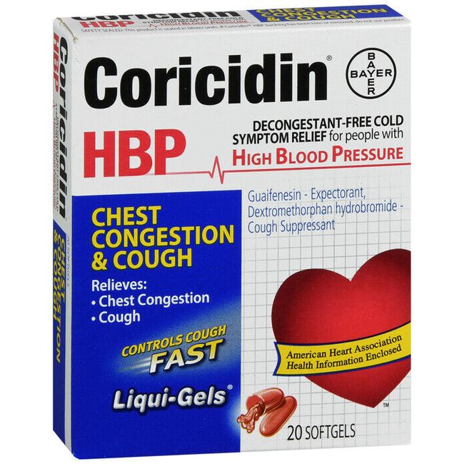 CORICIDIN HBP CHEST CONGESTION AND COUGH LIQUIGEL 20 CT