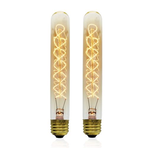 Bunnit Bulbs Vintage Edison Bulb, T9 T9-185 Tube Shape Spiral, 40w, Medium E26 Base, 2-Pack