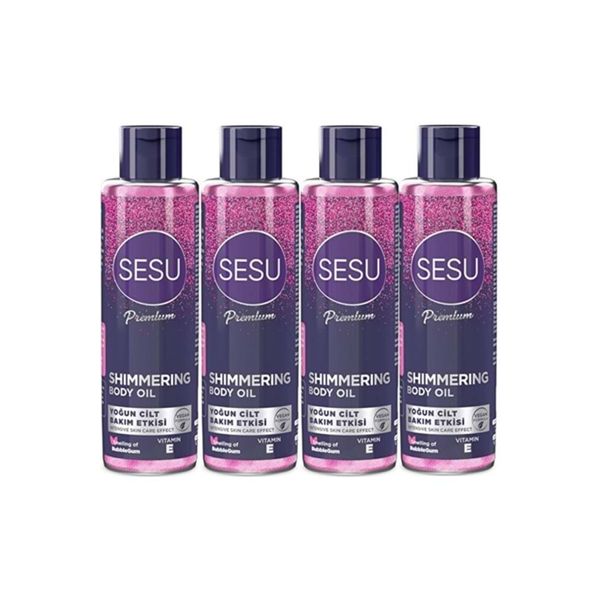 ( BTD ) Sesu Simli Cilt Bakım Yağı 150ML (Shımmering Body Oıl) (4 Lü Set) ( TEKLİDİR )