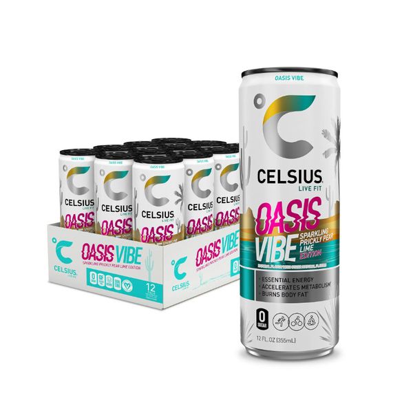 CELSIUS Sparkling Oasis Vibe, Essential Energy Drink, 12 Fl Oz (Pack of 12)