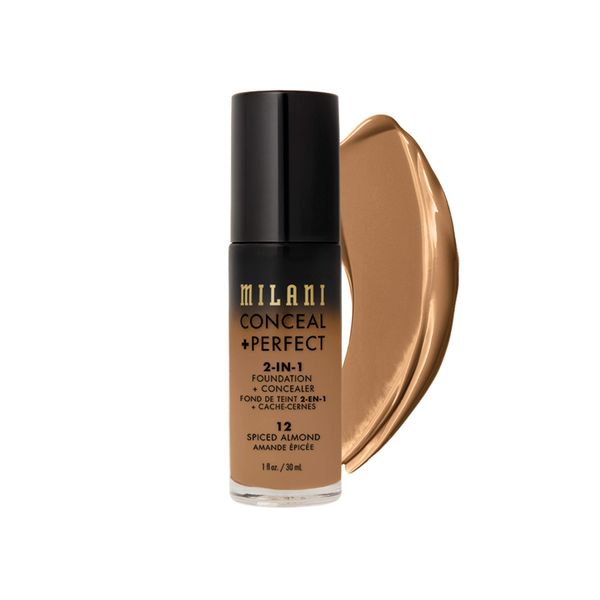 Milani Conceal + Perfect 2-in-1 Foundation + Concealer - Spiced Almond (1 Fl. Oz.) Cruelty-Free Liquid Foundation - Cover Under-Eye Circles, Blemishes & Skin Discoloration for a Flawless Complexion