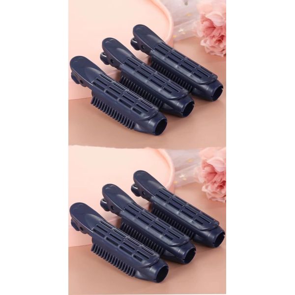 6 PCS Hair Root Fluffy Clip, Natural Fluffy Hairpin, DIY Hair Curler Clip Naturally Fluffy Curly Hair Styling Tool, Self-holding Curling Root Clip for Long & Short Hair 66618 (Navy blue 6)