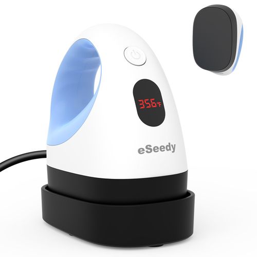 eSeedy Mini Heat Press Machine, 3 Heat Settings& Fast Heating, 15 Mins Auto-Off, Insulated Safety Base, Mini Iron for Crafting, T Shirts, Hats, Heating Transfer Projects(White Blue)
