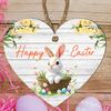 Handcrafted Easter Wooden Heart Plaque with 'Happy Easter' Quote - Rustic Spring Home Decor | Versatile & Customisable Hanging Decoration