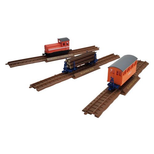 Railway Collection 325437 Narrow Gauge 80 Nekoyama Forest Railroad L-Shaped Diesel Locomotive Red White Belt + Passenger Car + Transport Vehicle Set of 3 B Diorama Supplies