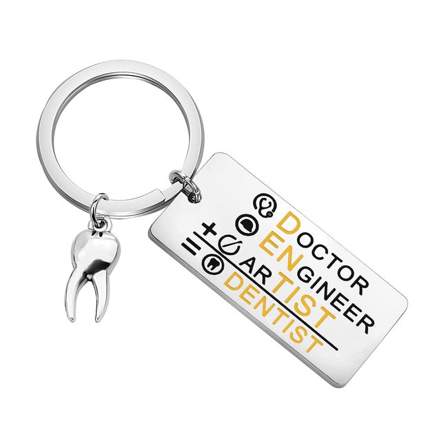 Funny Dentist Keychain Dental Hygienist Gift Dentistry Jewelry Orthodontist Gifts for Dental Student Graduation Gifts (Dentist Keychain), L