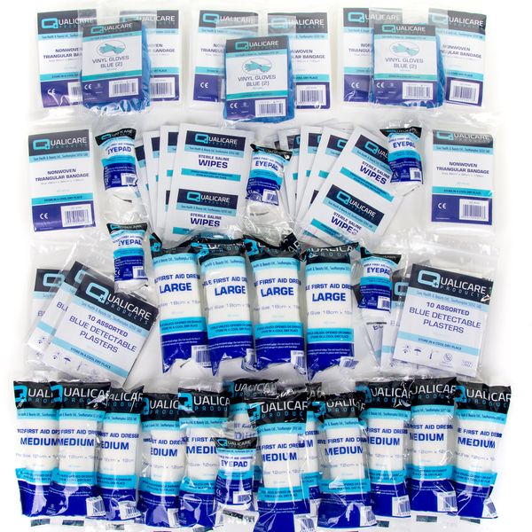 126Pc 1-50 Person HSE Approved Catering First Aid Kit Refill Pack for Kitchens, Pubs, Cafés