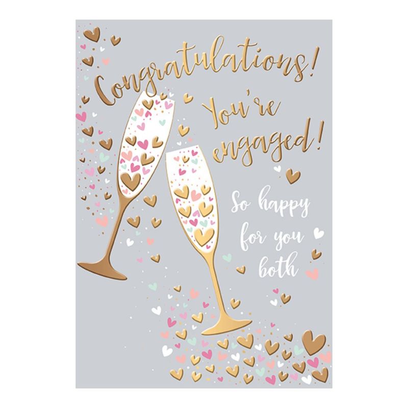Words and Wishes Open Engagement Congratulations Card - Champagne Toast ...