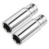 sourcing map 2 Pcs 1/4 Inch Drive 12mm 6-Point Deep Socket, Metric, Cr-V