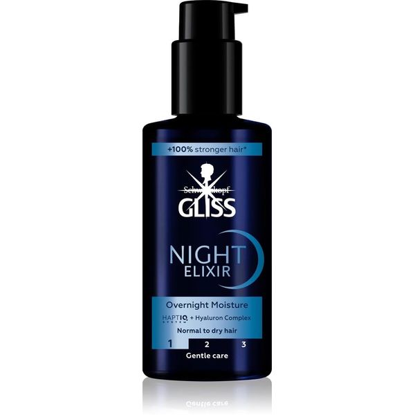 Gliss Night Elixir Overnight Moisture, 100 ml, Leave-in Elixir for Normal to Dry Hair