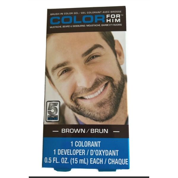 2 Color For Him Brush-In Color Gel Mustache Beard & Sideburns Color Brown