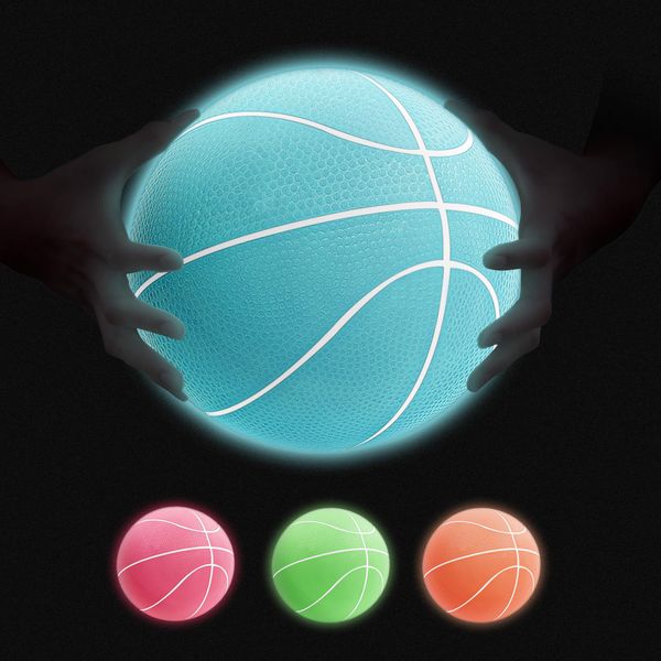 Fastes Glow in The Dark Mini Basketball with Pump(6",4 Pack), Glowing Mini Basketball for Indoor Outdoor Hoop, Small Basketball Balls for Kids, Toddlers, Adults