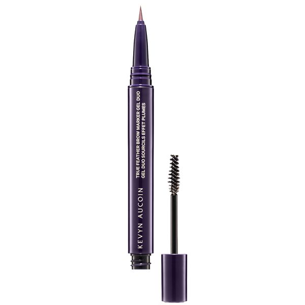 Kevyn Aucoin True Feather Brow Marker Gel Duo, Warm Brunette: Dual-ended. Shapes, defines + sets brows for full, natural finish. Precise makeup brush tip. Invisible gel formula creates flexible hold.