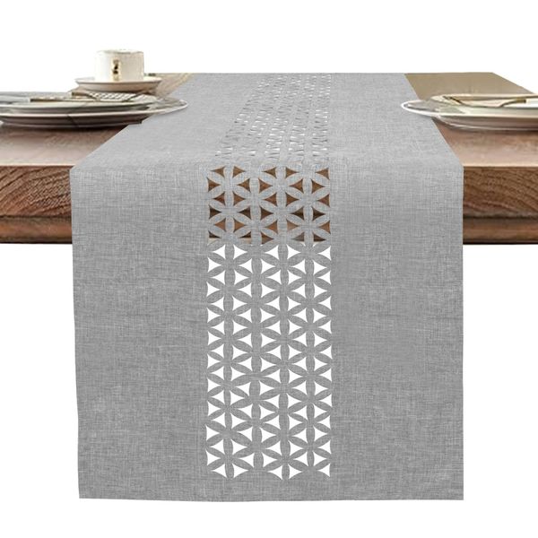 BAZIOE Linen Table Runner Grey Modern Table Runner Washable Table Runner for Dining Table Furniture Table Decoration 35x183cm