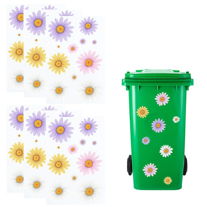 6 Sheets Wheelie Bin Stickers Flowers, Decorative Floral Sticker for ...
