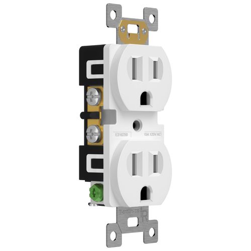 ENERLITES Duplex Receptacle Outlet, Tamper-Resistant Electrical Wall Outlets, Residential Grade, 3-Wire, Self-Grounding, 2-Pole,15A 125V, UL Listed, 61581-TR-W, White