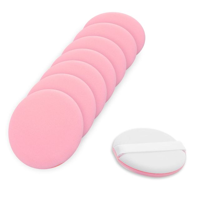 Molain Round Beauty Blenders Pads Makeup Sponge Puff 8 Pieces Set 2 Inch Soft Full Coverage Facial Smooth Powder Puffs Blending for Foundation Concealer Cream Face Make Up Applicators (Pink)