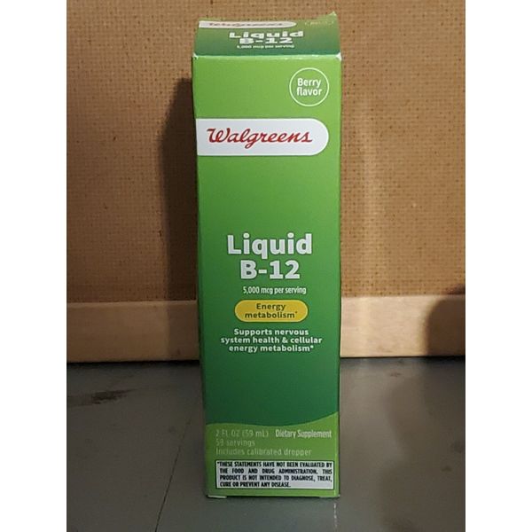 (EXP 07/26) Walgreens Liquid B-12 5000mcg Energy, 2 oz. NIB
