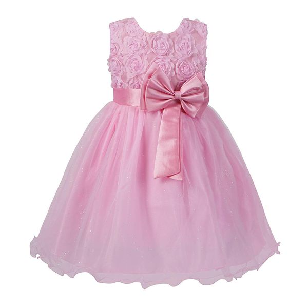 Salon de sante Children's Dress, Dress, Girl, Formal Ribbon, Cosplay, Princess, Concerts, Recitals, Weddings, Kindergarten Entrance Ceremonies, Pearl Necklace Included (Pink, 140)