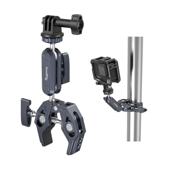 SMALLRIG Super Clamp Ballhead Magic Arm Kameraklemme, Krabbenförmige Monitorklemme mit 1/4"-20, 3/8"-16 Gewindelöchern für Gopro/DSLR Kamera/Stabilisator, 3,5 kg 7.7lb stabile Tragfähigkeit – 3757