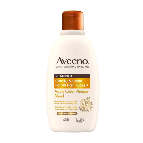 Aveeno Clarify and Shine Apple Cider Vinegar Scalp Soothing Shampoo for all Hair Types 300ml