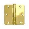 27 Pack Polished Brass 3.5" x 3.5" 1/4 Radius Corner Interior Door Hinges