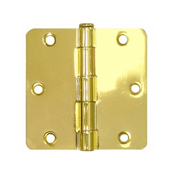 27 Pack Polished Brass 3.5" x 3.5" 1/4 Radius Corner Interior Door Hinges