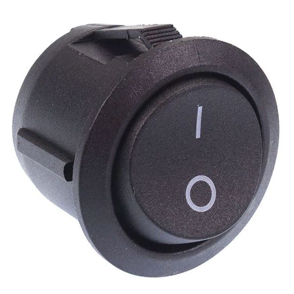 Black On/Off Round 20mm Rocker Switch SPST