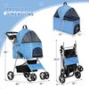4 Wheels Foldable Pet Stroller Dog Stroller w/Rem