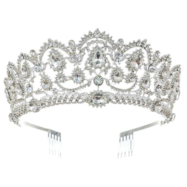 Samky Bride's Bridal Headpiece Rhinestone Wedding Tiara Crown Crystal Hair Accessories for Woman