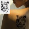 6 Sheets Lion Tiger Temporary Tattoo Stickers, Lion Tiger Face Fake Tattoo Stickers, Black Sketch Realistic Lion Tiger Totem For Men Women