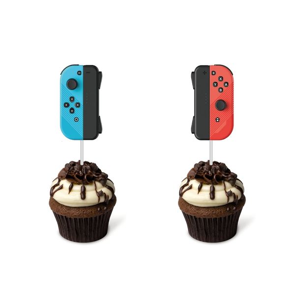 Video Game Cupcake Toppers 24PCS,Switch Game Controller Theme Cupcake Decorations,Birthday Cake Decorations Picks for Boys Gaming Themed Birthday Party