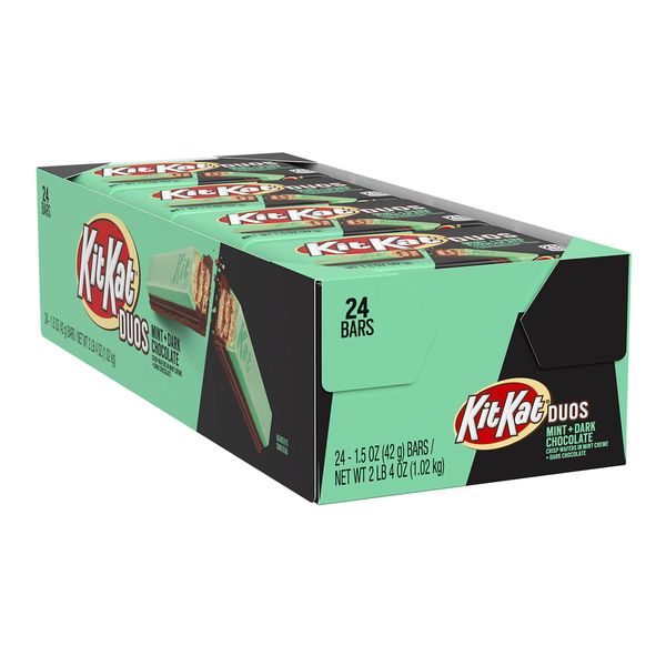 KIT KAT DUOS Dark Chocolate Mint Wafer Candy Bars, 1.5 oz (24 Count)