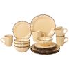 16 Piece Scalloped Edge Dinnerware for Hosting Parties, Events - Mellow Yellow