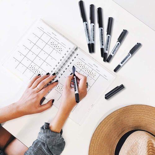 Liquid Ink Rollerball Pens, 12 Pack 0.5mm Stick Ballpoint Black Gel Pens for Adult Writing Note Taking School & Office Supplies