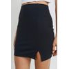 LaClef Womens Mini Fitting Split Skirt (Small, Black Solid)