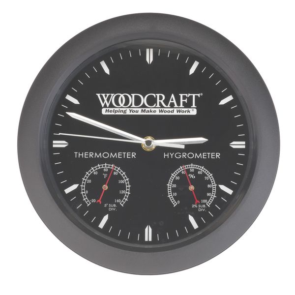 Woodshop Clock With Thermometer And Hygrometer