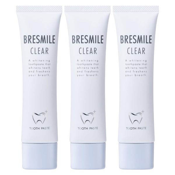 BRESMILE Medicated Toothpaste, Breath Mile Clear, 2.1 oz (60 g) x 3 Piece Set, Prevents Breath Bad Breath Care, Toothpaste, Teeth Whitening, Teeth Whitening, Tooth, Clear