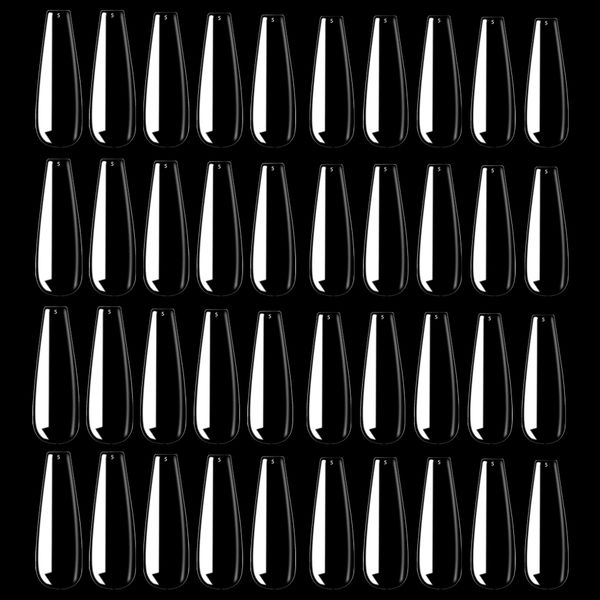 500Pcs Finger Coffin Nail Individual Size Index Finger Ballerina Artificial Fake Nails Extension Full Cover Gel Nail Salons (6#)