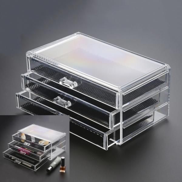 3-tier transparent lipstick organizer, cosmetics organizer, brush storage box, mini storage box, brush holder_MC