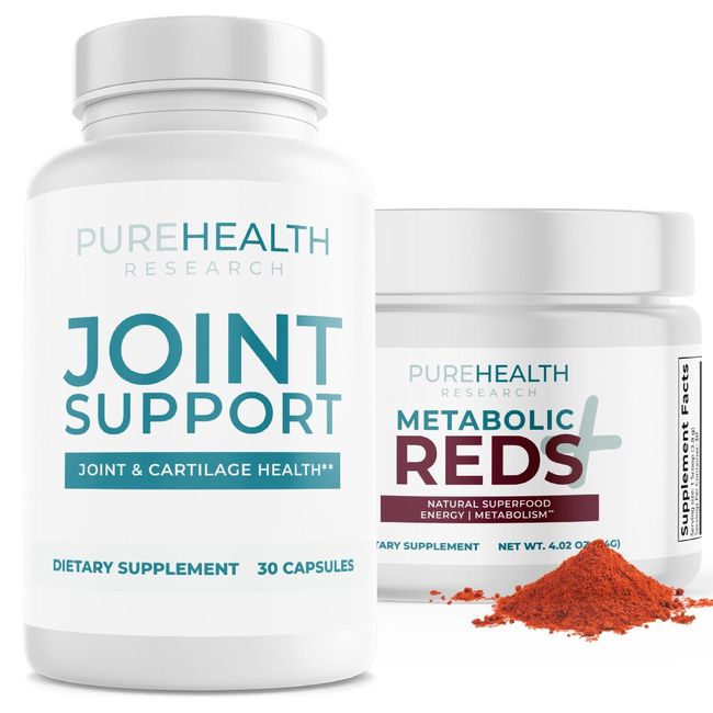 Joint Support Supplement & Reds Superfood Powder Bundle Pack PureHealth Research