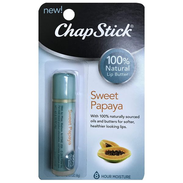 ChapStick 100% Natural Lip Butter Sweet Papaya 0.15 oz (Pack of 12)