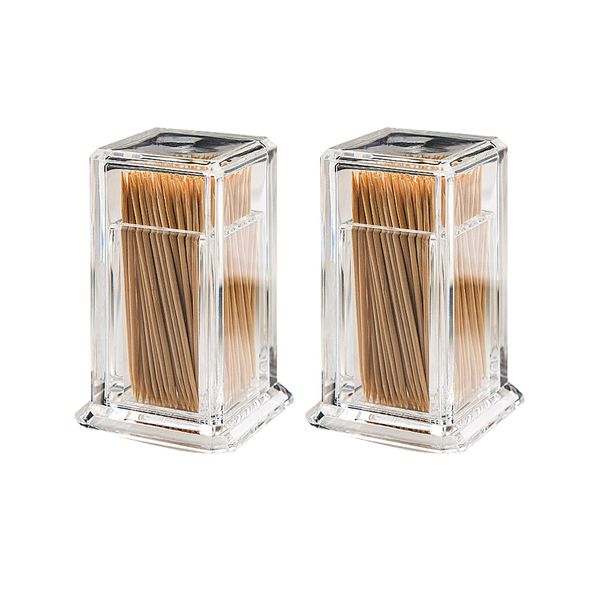 Toolzia Toothpick Holder, Acrylic Toothpick Boxes with Lid for Home, Party, and Restaurant Use - Transparent Square Toothpick Dispenser (4)