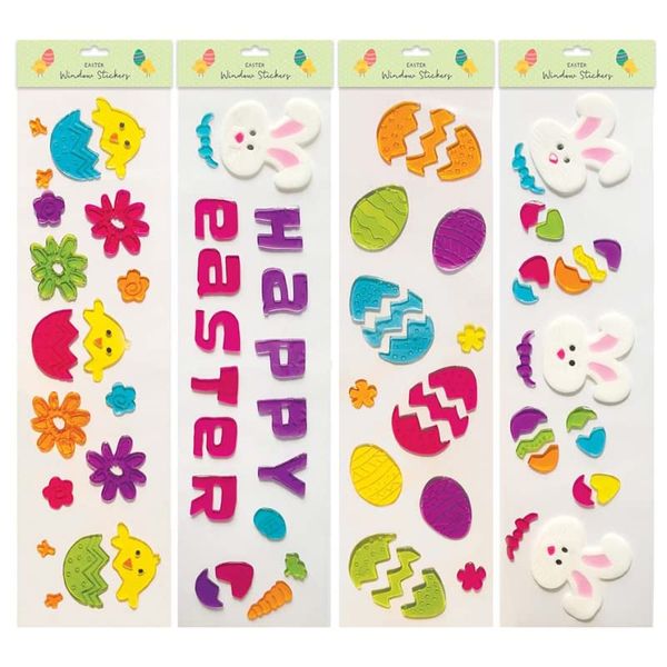 Bunny Chicks Eggs Glass Easter Gel Window Stickers Easter Party Door Decorations (1 Pcs Random Style)