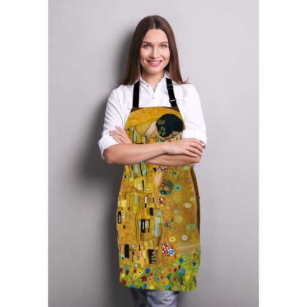 Wasach Gustav Klimts The Kiss Apron,Adjustable Neck Bib Apron for Men Women,Suitable for Kitchen Cooking Waitress Chef Apron