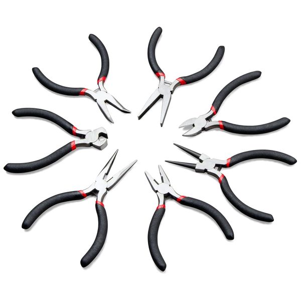 Jewelry Pliers,NOEAIKE 7-Pack Jewelry Making Supplies Pliers Set Wire Cutters,Needle Nose,Bent Nose,Long Nose,Round Nose,Diagonal,Linesman for Jewelry Making,Beading,Craft Making,Bracelet Making