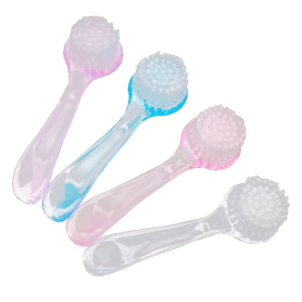 Artibetter 4pcs Facial Cleansing Brush Face Scrubbers with Handle Exfoliating Facial Brush Soft Bristle Exfoliator Cleaner Brush for Wet or Dry Brushing